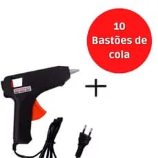Pistola De Cola Quente 10w Bivolt Profissional + 10 Bastões De Cola Revolver (110v e 220v)