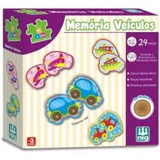 Jogo da Memória Veículos Be-a-Bá 24 peças NIG Brinquedos