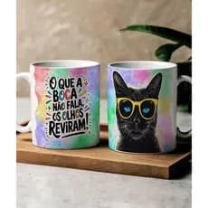 Caneca Divertida O Que a Boca Não Fala Os Olhos Reviram | Caneca Humor | Caneca Meme