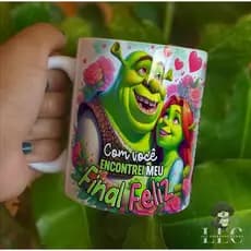 Caneca Personalizada Shrek e Fiona - Com Você Encontrei meu Final Feliz