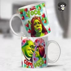 Caneca Personalizada Shrek e Fiona - Sem Você / Com Você