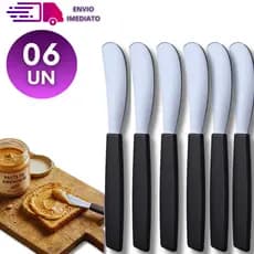 Espátula Inox 13,3cm Cabo Preto Para Patês Manteiga Geleias Cozinha Hotel Restaurante Padaria