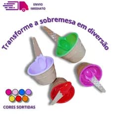 Pote Tigela Casquinha de Sorvete 200 ml Para Sobremesas Com Colher
