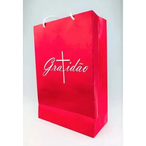 Kit 2 Sacolas Sacolinha de Papel Kraft Personalizada - 21x7x16cm