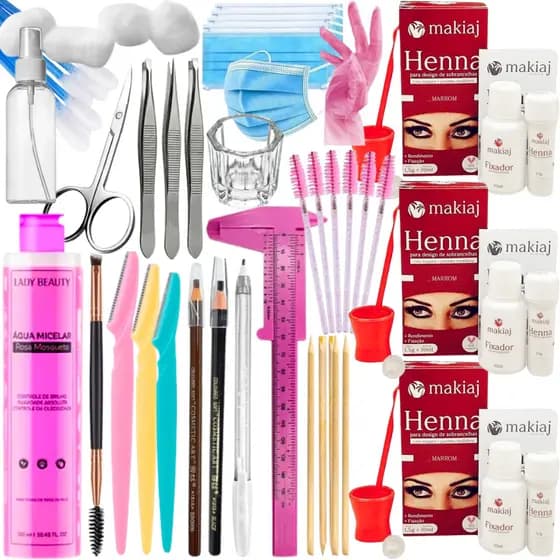 Kit Designer de Sobrancelha Profissional Completo C/ 3 Hennas Makiaj