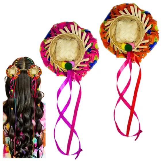 Kit 2 Tic Tac Junino Presilha Mini Chapéu Festa Junina Parzinho Enfeite De Cabelo Fita