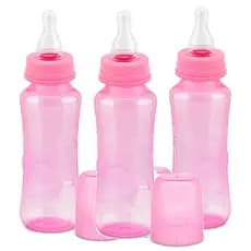 Kit 3 Mamadeiras Menina 240ml Barato Relevo Cristal