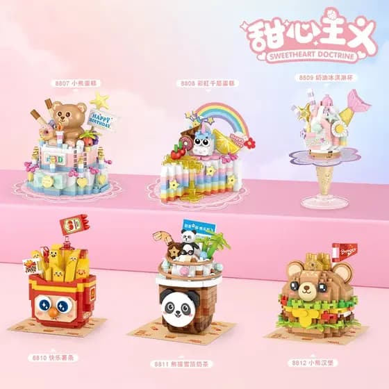 Loz Blocos de Montar Animais Comidinhas Sobremesa Fofas - Brinquedos de Montagem Kawaii