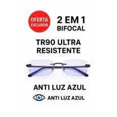 Óculos de Grau Leitura Inteligente Bifocal 2em1 TR90 Anti Luz Azul Perto/Longe Moderno Multifocal