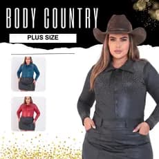 Body Country Strass Brilho Plus Size Rodeio Pecuaria Sertanejo Ana Castela Camisa Blusa M G e GG