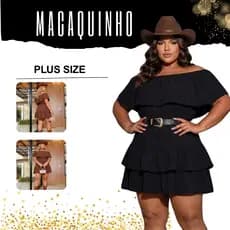 Macaquinho Plus Size Feminino Short Saia  Boho Chique Verão Candy Color Promoção Tendência Ombro a Ombro Rodeio