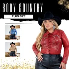 Body Country Rodeio Plus Size Strass Brilho Fazenda Sertanejo Camisa Blusa Ana Castela Cavalo