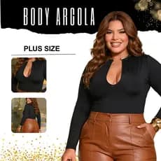Body Camisa Blusa Argola Dourada Manga Longa Plus Size Feminino Festas Rodeio Country Sertanejo