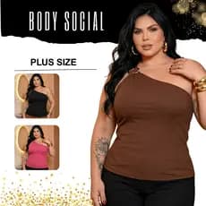 Blusa Plus Size Camisa Social All Curve Feminina Nula Fivela Dourada Modeladora Forrada Verao