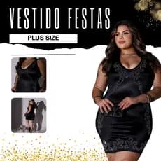 Vestido Curto Plus size Brilho Strass Manga curta  Justo Para Festas Fashion Glamor