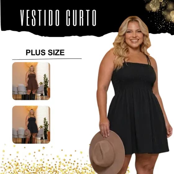 Vestido Plus Size Curto Feminino Alças  Elastico Modelador Primavera Verao