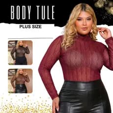 Body Plus Size Transparente Tule Feminino Com Fecho Trabalhado Festas Rodeio Show Pecuaria