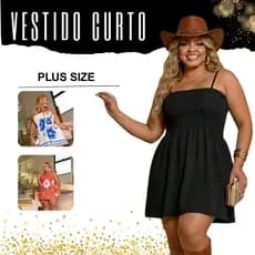 Vestido Plus Size Curto Elastico no Seio Estampado Modelador  Verao Dia Dia Alças Duas formas