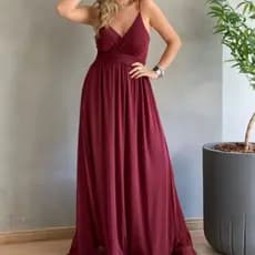 Vestido longo de festa Tule  Forrado alça0647