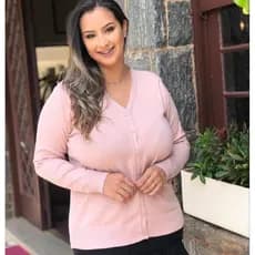 casaco de tricô cardigan plus size feminino de frio liso  básica com fechamento em botão 0327
