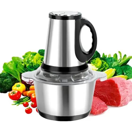 Processador de Alimentos Elétrico - Triturador Multifuncional -  2L Inox 250W