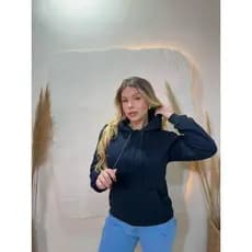 Blusa Moletom Feminino Liso Canguru Flanelado Inverno Frio Capuz Bolso Térmica Sem Estampa