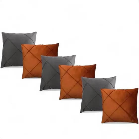 Kit 06 Capas de Almofada Suede Drapeada 45x45cm Decorativas Sala Quarto Sofá