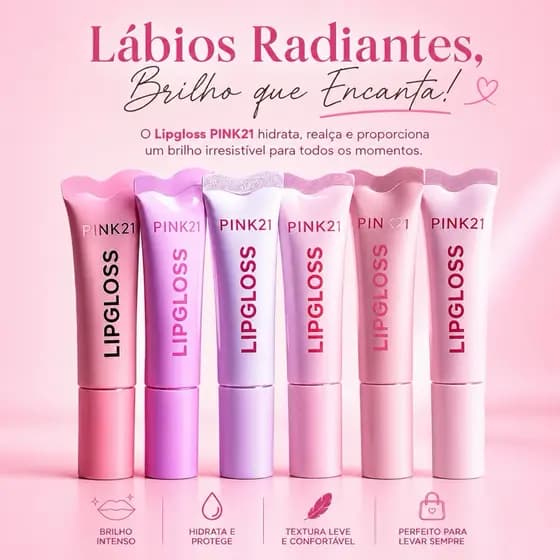 Lip Gloss Brilho Labial Pink 21