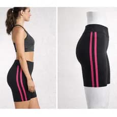 Bermuda Fitness Legging Feminina com Listra Rosa Meia Coxa