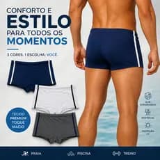Sunga Boxer Masculina Poliamida Com Forro Praia Piscina Natação Cordão de Regulagem Tecido Premium Verão