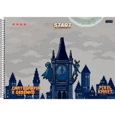 Caderno Desenho Universitário Capa Dura Pixel Kraft C/ 60 Folhas - ANIMATIVA