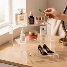 Expositor De Perfumes Cosméticos Acrílico Prateleira Transparente Organizador Porta Maquiagem Beleza