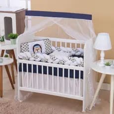 Kit Para Mini Berço Para Bebê Menino Trança Aviador 7 Peças