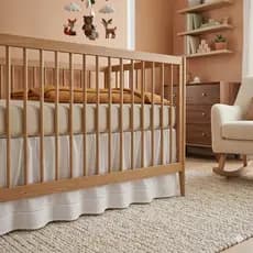 Saia De Berço Padrão Americano E Nacional Enxoval Bebê Branco Palha Ponto Palito Decorativo 2 Lados
