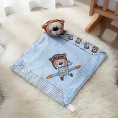 Naninha para Bebe Com Prendedor De Chupeta Plush Bordada  Paninho Bichinhos Enxoval Helena Baby