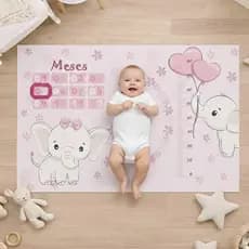 Tapete para Fotos de Mesversário Bebê Acompanhamento Mensal Sweet Elefant