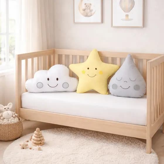 Almofada Decorativa Infantil Menina/Menino Estrela Gota Nuvem Amarela para Bebê