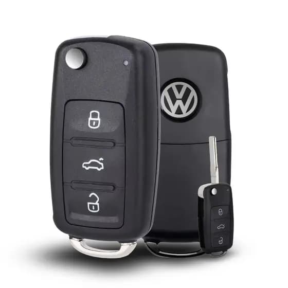 Carcaça Chave Canivete Volkswagen Gol Jetta Voyage Fox Golf G6 3 Botões Com Lâmina Pantográfica Led Em Cima