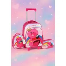 KIT Mochila Ecolar de Rodas Infantil  3 Pçs
