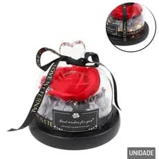 Flor Artificial na Cúpula 12cm Rosa com Led
