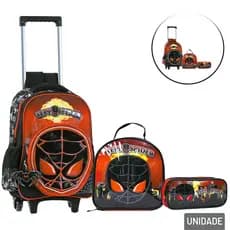 KIT Mochila de Rodas Infantil Spider 3 Peças