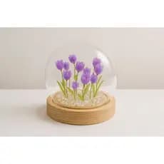 Flor Artificial na Cúpula 9,5cm Tulipas com Led