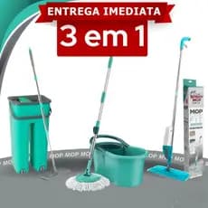 Mop Flat Spray Giratório Spin Inox Pro limp Magico Fit Refil