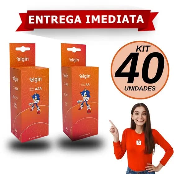 Pilha Palito Comum AAA e AA Elgin De Zinco