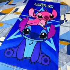 Toalha Lilo Stitch e Angel  Banho e Praia  Infantil Algodão Gigante Envio Imediato