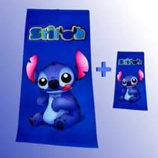 KIT Toalha Lilo Stitch  Banho e Rosto Infantil Azul Algodão Gigante