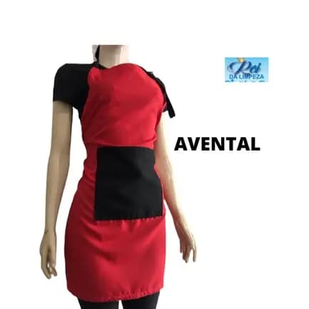 avental de cozinha com bolso  - PROFISSIONAL -avental de cozinha de restaurante AVENTAL COM AJUSTE VERMELHO E PRETO