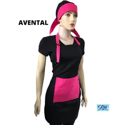 KIT AVENTAL E TOUCA PROFISSIONAL -  de cozinha avental com bolso com rosa e preto RESTAURANTE