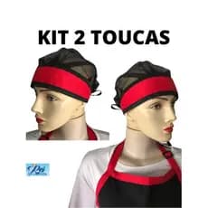 TOUCA DE COZINHA 2 UNIDADES- profissional touquinha de cabelo  de redinha - touca de restaurante COR VERMELHA