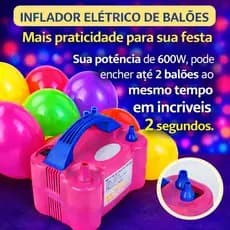Compressor Elétrico para Bexigas 2 Bicos Inflador Festa  Aniversário Casamento  Decoração  Eventos